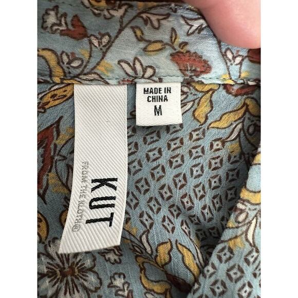 KUT From The Cloth Button Up Shirt Womens M Peasant Prairie Boho Bohemian Sheer - Picture 4 of 9